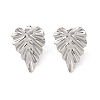 Leaf 304 Stainless Steel Stud Earrings for Women EJEW-L272-034P-02-1