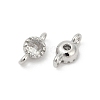 Brass Cubic Zirconia Flat Round Connector Charms LS-KK-H204-02P-04-2
