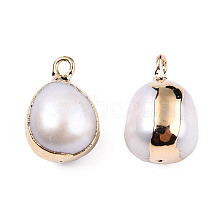 Electroplate Natural Baroque Pearl Keshi Pearl Pendants PEAR-N021-11