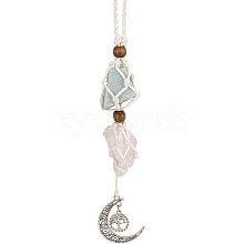 Natural Rose Quartz & Green Aventurine Pendant Decorations HJEW-WH0036-14