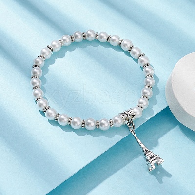 Glass Pearl Beaded Stretch Bracelets BJEW-JB09696-04-1