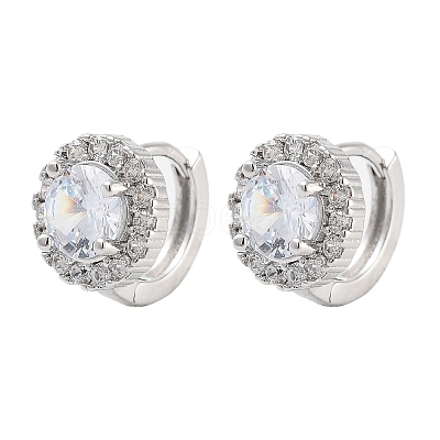 Rack Plating Flat Round Brass Hoop Earrings EJEW-N055-35P-RS-1