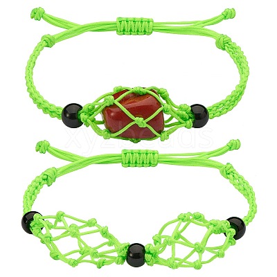 Adjustable Braided Nylon Cord Macrame Pouch Bracelet Making AJEW-SW00013-03-1