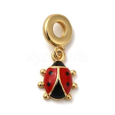 Brass Enamel European Dangle Charms KK-K345-07G-1