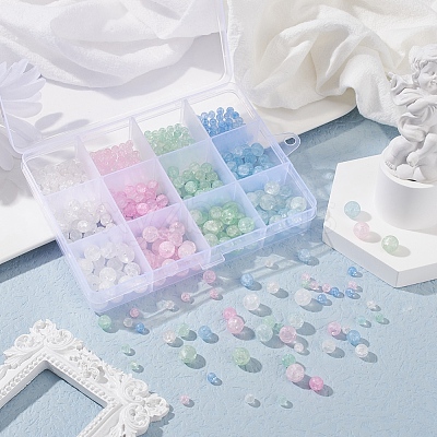 12 Style Crackle Glass Beads GLAA-YW0001-23-1