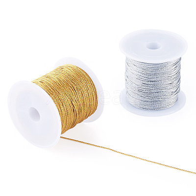 2 Rolls 2 Colors 15-Ply Round PET Metallic Thread MCOR-TA0001-03E-1