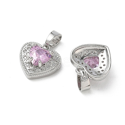 Valentine's Day Brass Micro Pave Pearl Pink Cubic Zirconia Charms KK-A299-14P-1
