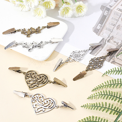 6PCS 6 Style Vintage Alloy Cardigan Clips JEWB-GA0001-03-1
