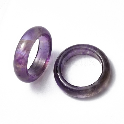 Natural Amethyst Plain Band Ring RJEW-P044-01A-08-1
