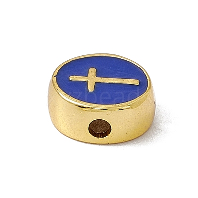 Real 18K Gold Plated Brass Enamel Beads KK-F814-04G-02-1