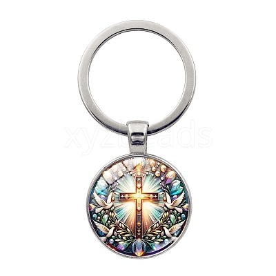Alloy with Glass Pendant Keychain PW-WGD84D8-01-1