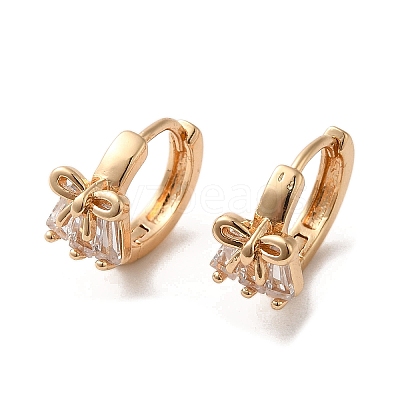 Brass Micro Pave Cubic Zirconia Hoop Earrings EJEW-C073-41KCG-1