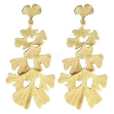 304 Stainless Steel Leaf Stud Earrings EJEW-K294-02G-1