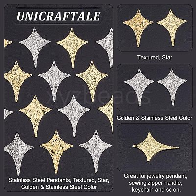 16Pcs 4 Style 304 Stainless Steel Pendants STAS-UN0038-32-1