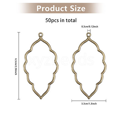 50Pcs Tibetan Style Alloy Open Back Bezel Big Pendants FIND-CA0008-77AB-1