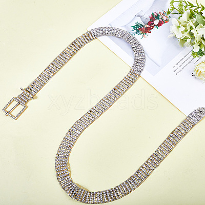 Alloy Full Crystal Rhinestone 5-Row Chain Belts AJEW-WH20019-49P-1