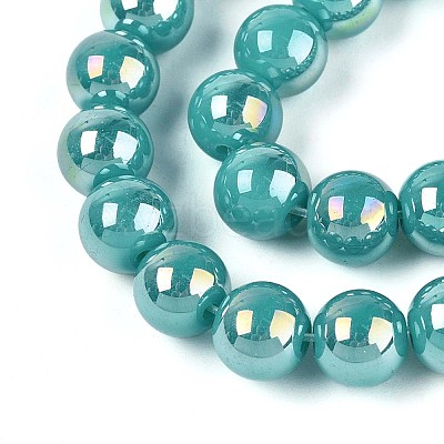 Electroplate Opaque Glass Beads Strands GLAA-T032-P10mm-AB12A-1