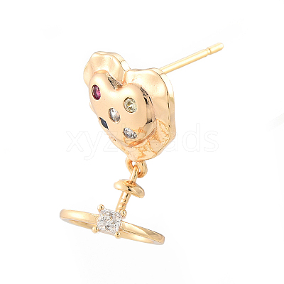 Brass Pave Colorful Cubic Zirconia Stud Earring Findings KK-N216-545-1