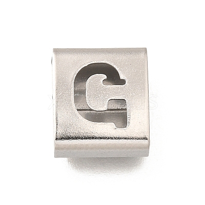 Letter Style 304 Stainless Steel Square Slide Charms STAS-L132-20G-1