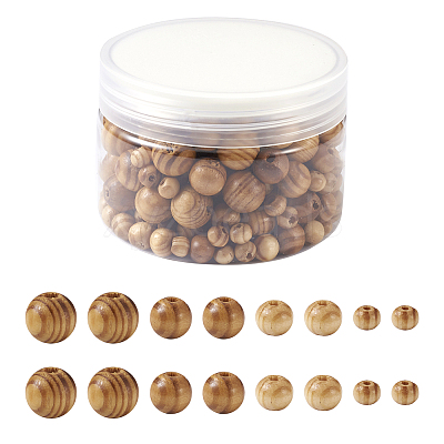 200Pcs 4 Styles Natural Unfinished Wood Beads WOOD-YS0001-04-1