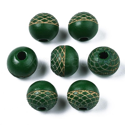 Painted Natural Wood Beads WOOD-S057-072J-1