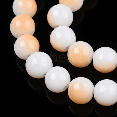 Two Tone Opaque Baking Paint Glass Beads Strands DGLA-Q027-8mm-01-1