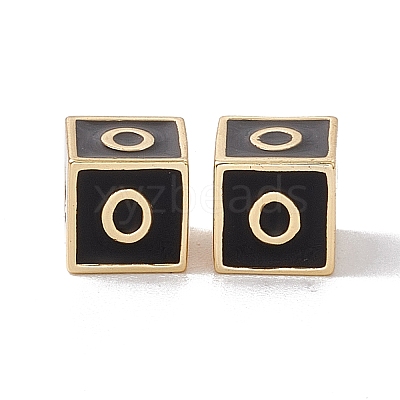 Rack Plating Brass Enamel Beads KK-B060-04G-01O-1