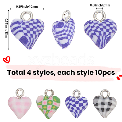 40Pcs 4 Styles Handmade Polymer Clay Charms CLAY-SC0002-91A-1
