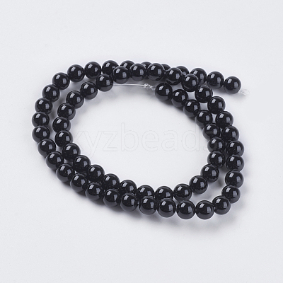 Natural Black Onyx Beads Strands X-G-G591-6mm-06-1