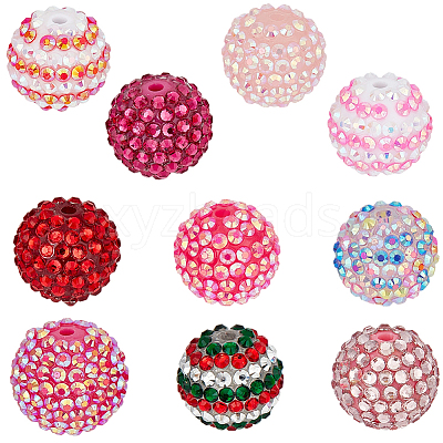 40Pcs 10 Colors Resin Rhinestone Beads RESI-PA0001-26B-1