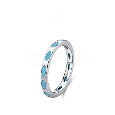 925 Sterling Silver Synthetic Turquoise Finger Rings FS-WGC9F63-13-1