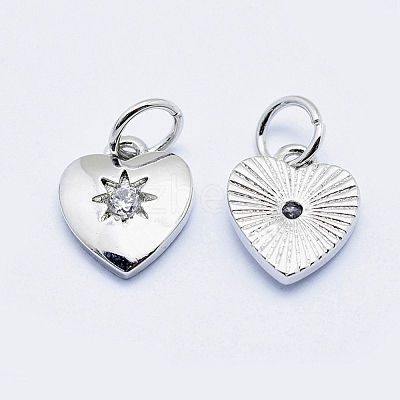 Brass Micro Pave Clear Cubic Zirconia Charms ZIRC-J040-09P-NR-1