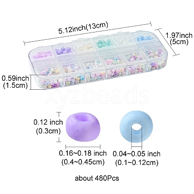 480Pcs 12 Colors 6/0 Glass Seed Beads SEED-FS0001-27-1