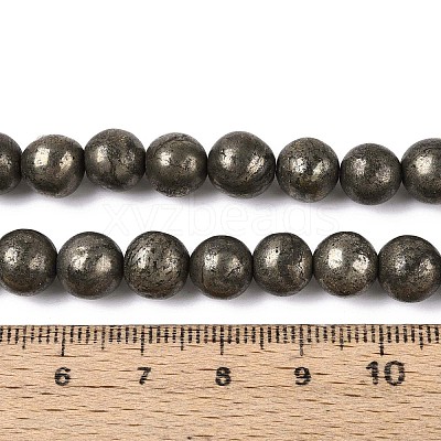 Natural Pyrite Beads Strands X-G-S249-01-8mm-1