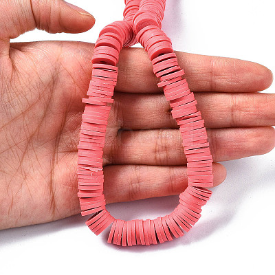 Flat Round Handmade Polymer Clay Beads CLAY-R067-10mm-14-1