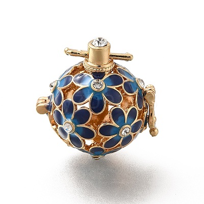 Alloy Crystal Rhinestone Bead Cage Pendants ENAM-M047-02G-A-1