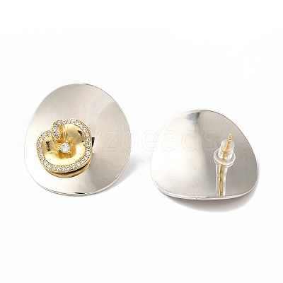 Rack Plating Brass Micro Pave Clear Cubic Zirconia Stud Earrings EJEW-B062-03GP-02-1