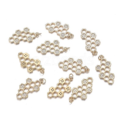 Brass Micro Clear Cubic Zirconia Pendants ZIRC-F120-073G-1