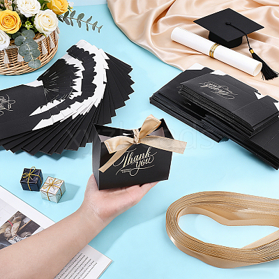 Gold Stamping Thank You Paper Candy Gift Tote Boxes with Ribbon Handle CON-WH0089-252B-1