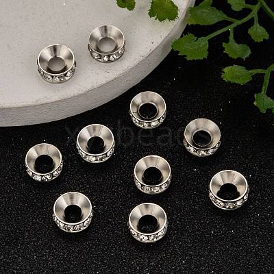 Brass Rhinestone Spacer Beads RB-A020-9mm-01P-1