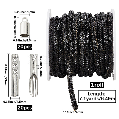 7.1 Yards Glass Rhinestone Synthetic Rubber Round Cord DIY-GF0013-74C-1