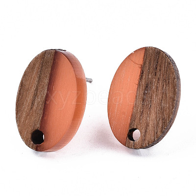 Resin & Walnut Wood Stud Earring Findings MAK-N032-004A-A05-1