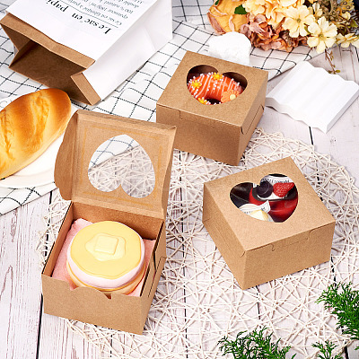 Square Paper Biscuit Boxes with Heart Clear Window CON-TAC0001-12C-02-1