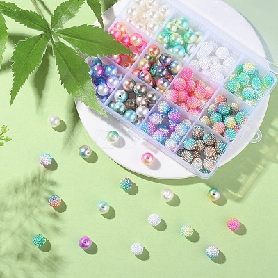 204Pcs 12 Style ABS Plastic Imitation Pearl Beads OACR-YW0001-39-1