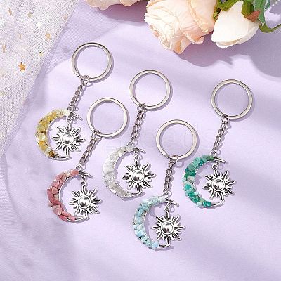 Rhodonite & Amazonite & Larimar & Yellow Opal & White Moonstone Keychian KEYC-JKC00917-1