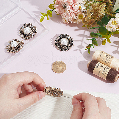 6Pcs ABS Plastic Imitation Pearl Shank Buttons BUTT-PH0001-51AG-1