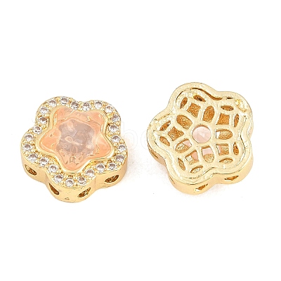 Brass Clear Cubic Zirconia Beads KK-B186-01G-01-1