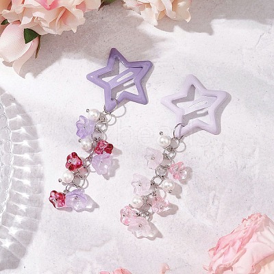 2Pcs Glass Beads and Alloy Star Snap Hair Clips PHAR-JH00123-1