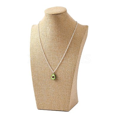 Wooden Covered with Imitation Burlap Necklace Displays NDIS-K001-B16-1