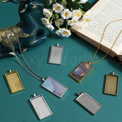 20Pcs 5 Colors Alloy Pendant Cabochon Settings FIND-SP0002-74-1